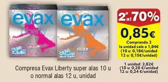 Oferta de Evax - Compresa Liberty Super Alas por 0,85€ en Froiz