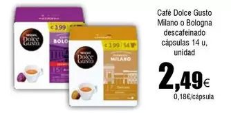 Oferta de Dolce Gusto - Café Gusto Milano O Bologna Descafeinado Capsulas por 2,49€ en Froiz