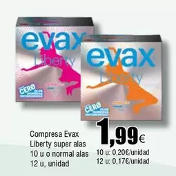 Oferta de Evax - Compresas Liberty Super Alas por 1,99€ en Froiz