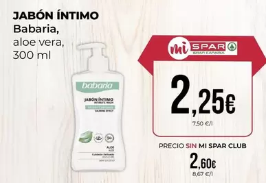 Oferta de Babaria - Jabon Intimo por 2,25€ en SPAR Gran Canaria