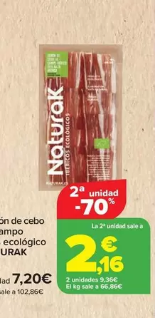 Oferta de Naturak - Jamon De Cebo De Campo 50% Ecologico  por 7,2€ en Carrefour