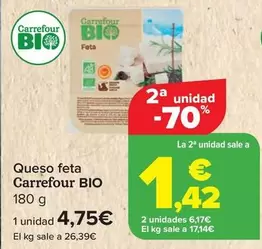 Oferta de Carrefour Bio - Queso Feta por 4,75€ en Carrefour