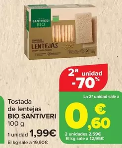 Oferta de Santiveri - Tostada  De Lentejas  Bio  por 1,99€ en Carrefour