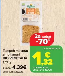 Oferta de Bio Vegetalia - Tempé Macerado Con Tamari por 4,39€ en Carrefour