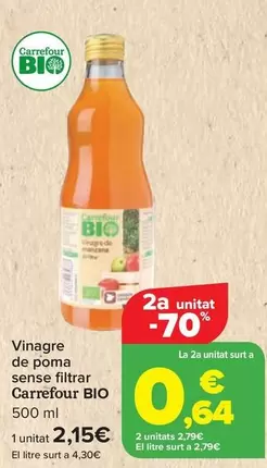 Oferta de Carrefour Bio - Vinagre De Manzana Sin Filtrar por 2,15€ en Carrefour