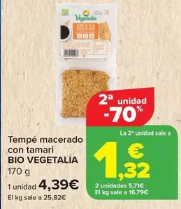 Oferta de Bio Vegetalia - Tempé Macerado Con Tamari por 4,39€ en Carrefour