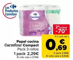 Oferta de Carrefour - Papel Cocina Compact por 2,29€ en Carrefour