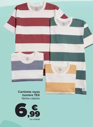 Oferta de Tex - Camiseta Rayas  Hombre  por 6,99€ en Carrefour