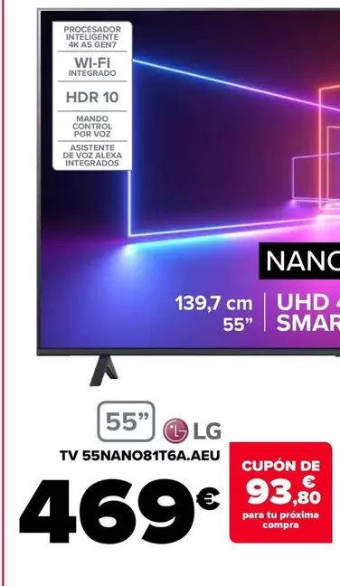 Oferta de LG - Tv 55nano81t6aaeu por 469€ en Carrefour