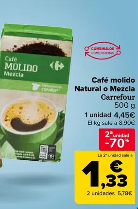 Oferta de Carrefour - Café Molido Natural O Mezcla   en Carrefour