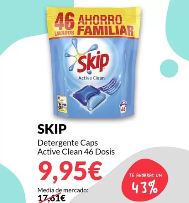 Oferta de Skip - Detergente Caps Active Clean 46 Dosis por 9,95€ en PrimaPrix