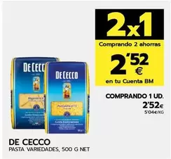 Oferta de De Cecco - Pasta por 2,52€ en BM Supermercados