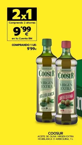 Oferta de Coosur - Aceite De Oliva Virgen Extra Hojablanca O Arbequina  por 9,99€ en BM Supermercados