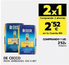 Oferta de De Cecco - Pasta por 2,52€ en BM Supermercados