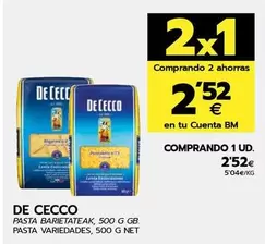 Oferta de De Cecco - Pasta  por 2,52€ en BM Supermercados