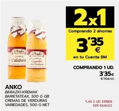 Oferta de Anko - Cremas De Verduras  por 3,35€ en BM Supermercados