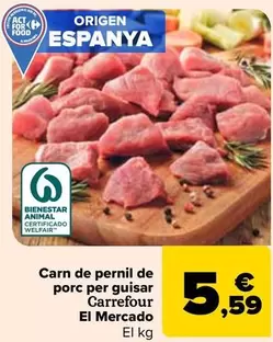 Oferta de Carrefour - Carne De Jamón De Cerdo Para Guisar El Mercado por 5,59€ en Carrefour