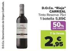 Oferta de Carrizal - D.O.Ca. "Rioja" por 5,89€ en Carrefour Market