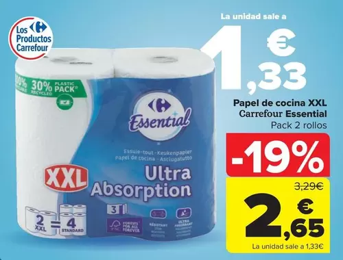 Oferta de Carrefour Essential - Papel De Cocina XXL por 2,65€ en Carrefour Market