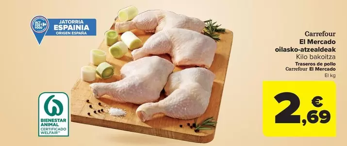 Oferta de Carrefour - Traseros De Pollo El Mercado por 2,69€ en Carrefour Market