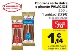 Oferta de Palacios - Chorizos Sarta Dulce O Picante por 3,79€ en Carrefour Market