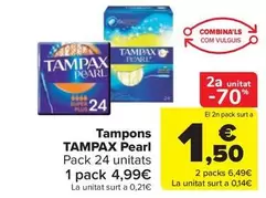 Oferta de Tampax - Tampones Pearl por 4,99€ en Carrefour Market