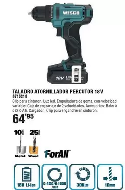 Oferta de Taladro Atornillador Percutor por 64,95€ en Cifec