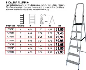 Oferta de Escalera Aluminio por 34,95€ en Cifec