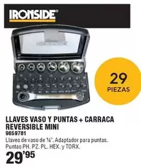 Oferta de Ironside - Llaves Vaso Y Puntas + Carraca Reversible Mini por 29,95€ en Cifec