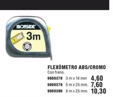 Oferta de Ironside - Flexómetro ABS/Cromo por 4,6€ en Cifec