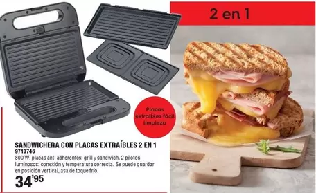 Oferta de Sandwichera Con Placas Extraíbles 2 En 1 por 34,95€ en Cifec