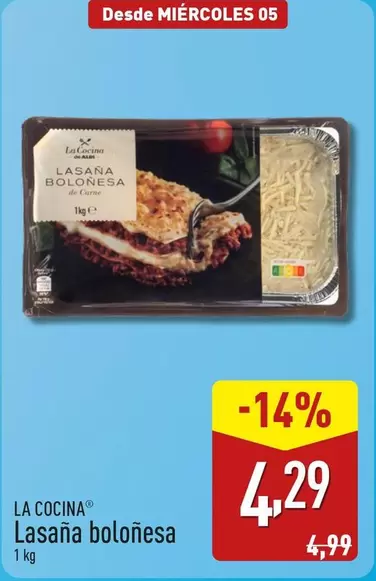 Oferta de La Cocina - Lasana Bolonesa por 4,29€ en ALDI