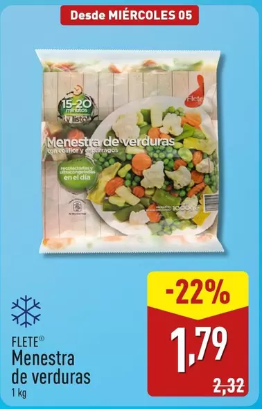 Oferta de Flete - Menestra De Verduras por 1,79€ en ALDI