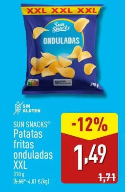 Oferta de Sun Snack - Patatas Fritas Onduladas XXL por 1,49€ en ALDI