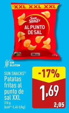 Oferta de Sun Snacks - Patatas Fritas Al Punto De Sal XXL por 1,69€ en ALDI