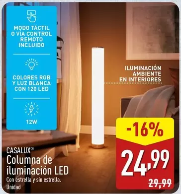 Oferta de Casalux - Columna De Iluminacion LED por 24,99€ en ALDI