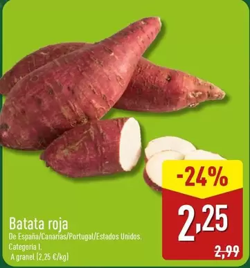 Oferta de Batata Roja por 2,25€ en ALDI