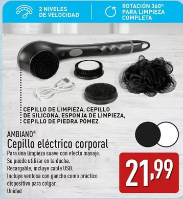 Oferta de Ambiano - Cepillo Eléctrico Corporal por 21,99€ en ALDI