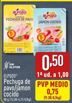 Oferta de Elpozo - Pechuga De Pavo/Jamon Cocido por 1€ en ALDI