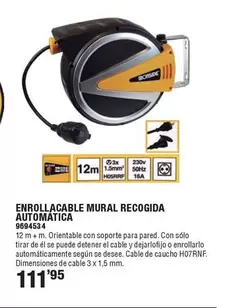 Oferta de Enrollacable Mural Recogida Automatica por 111,95€ en Cofac