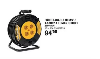 Oferta de Enrollacable H05VV-F 1.5mm2 4 Tomas Schuko  por 94,95€ en Cofac