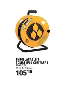 Oferta de Enrollacable 3 Tomas IP55 Con Tapas por 105,45€ en Cofac