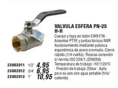 Oferta de Valvula Esfera PN-25 H-H por 4,95€ en Cofac