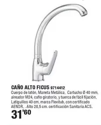 Oferta de Caño Alto Ficus  por 31,6€ en Cofac