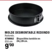 Oferta de Molde Desmontable Redondo por 9€ en Cofac