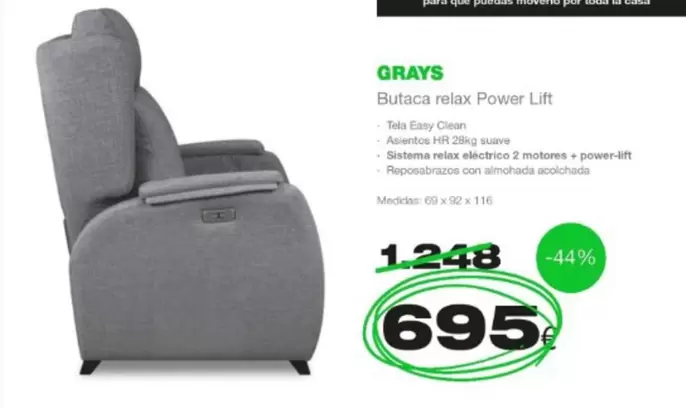 Oferta de Grays/ Butaca Relax Power Lift por 695€ en Expo Mobi