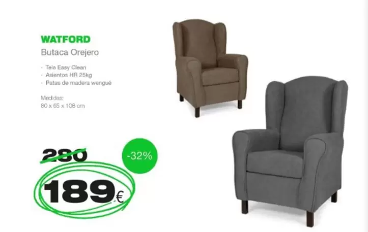 Oferta de Watford - Butaca Orejero  por 189€ en Expo Mobi