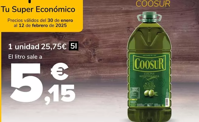 Oferta de Coosur - Aceite De Oliva Virgen Cocina Mediterranea por 5,15€ en Supeco