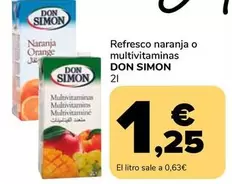 Oferta de Don Simón - Refresco Naranja O Multivitaminas por 1,25€ en Supeco