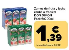 Oferta de Don Simón - Zumos De Fruta Y Leche Caribe O Tropical por 1,39€ en Supeco